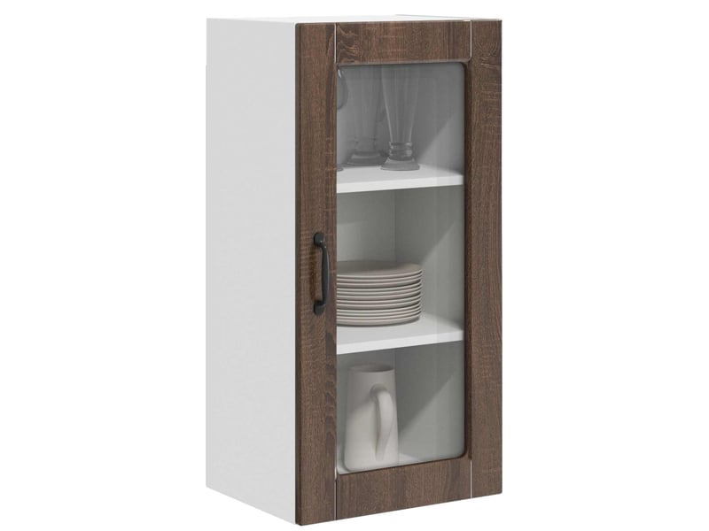  Meuble mural de cuisine, cabinet en verre mural 2 pcs chêne brun bois d'ingénierie shl7988  - Conforama C