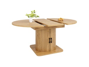 Table extensible avec rangement intégré pour salle à manger en mdf 118×118×76 cm marron naturel