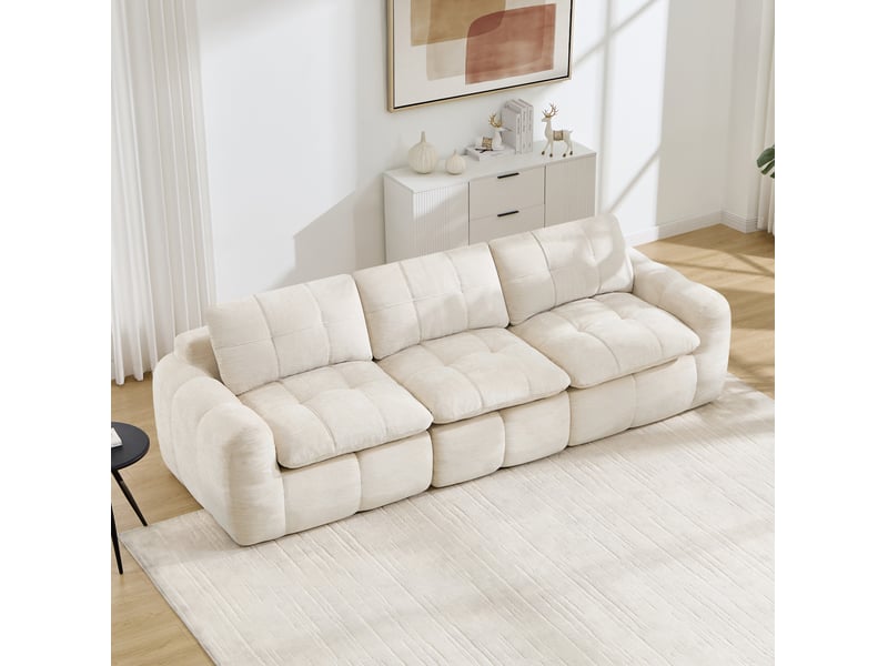  Canapé modulable 3 places sans structure en chenille beige  - Conforama B