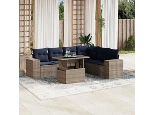 Vidaxl ensemble de canapé de jardin 7 pcs avec coussins gris résine tressée