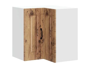 Meuble de rangement, armoire murale d'angle de cuisine kalmar vieux bois