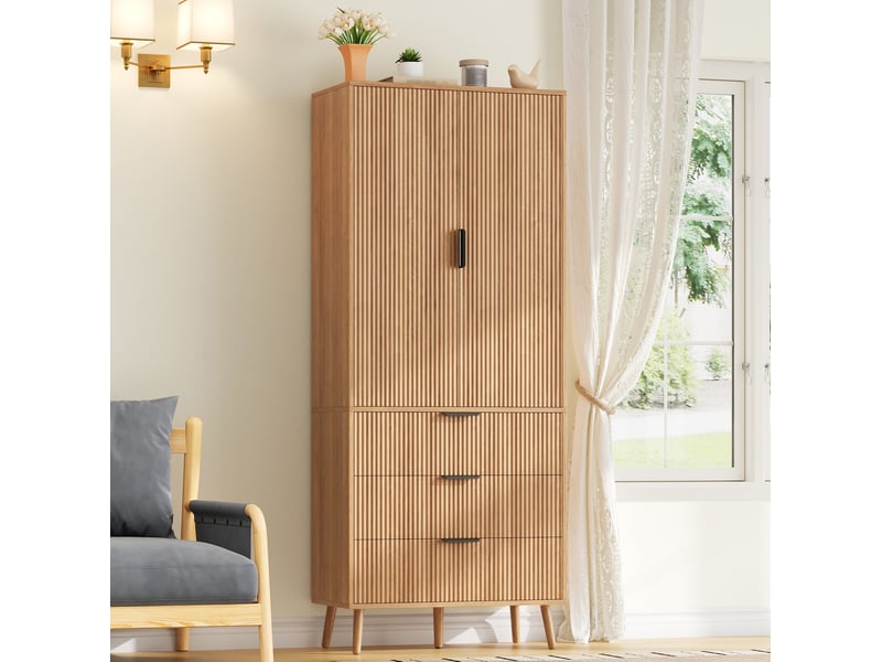  Buffet haut de cuisine 2 portes et 3 tiroirs 75 x 35 x 180 cm homvra  - Conforama D