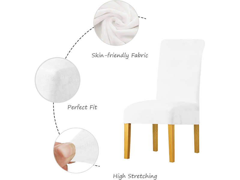  Housses de chaise en velours, fabriquées en spandex extensible avec bande élastique, adaptées aux restaurants, hôtels, fêtes et banquets blanc, paqu XLH-ZLS-009379MF - Conforama C
