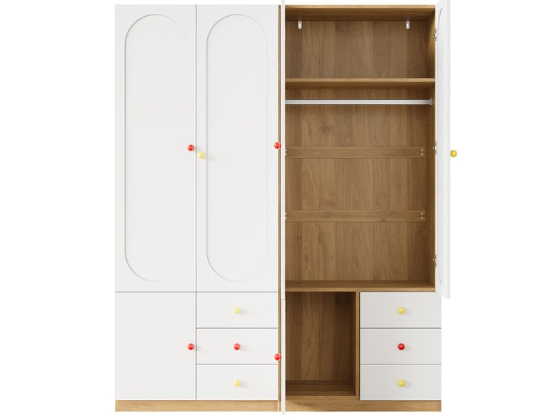 Lot de 2 armoires enfant 2 portes avec tiroirs 80x50x200 cm blanches mdf - Conforama D
