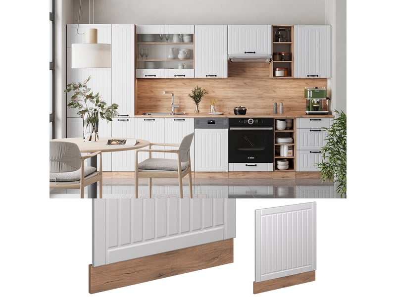  Vicco façade, blanc campagnechêne de force doré, 60cm, pt anthracite  - Conforama C
