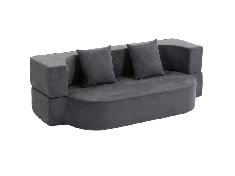 Canapé-lit convertible modenvie 2 places sans structure rigide en mousse haute densité gris foncé 190 x 80 x 60 cm