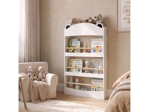 Bibliothèque murale enfant à 4 niveaux, étagère à livre 3-8 ans, meuble de rangement pour salle de jeux, salon, blanc