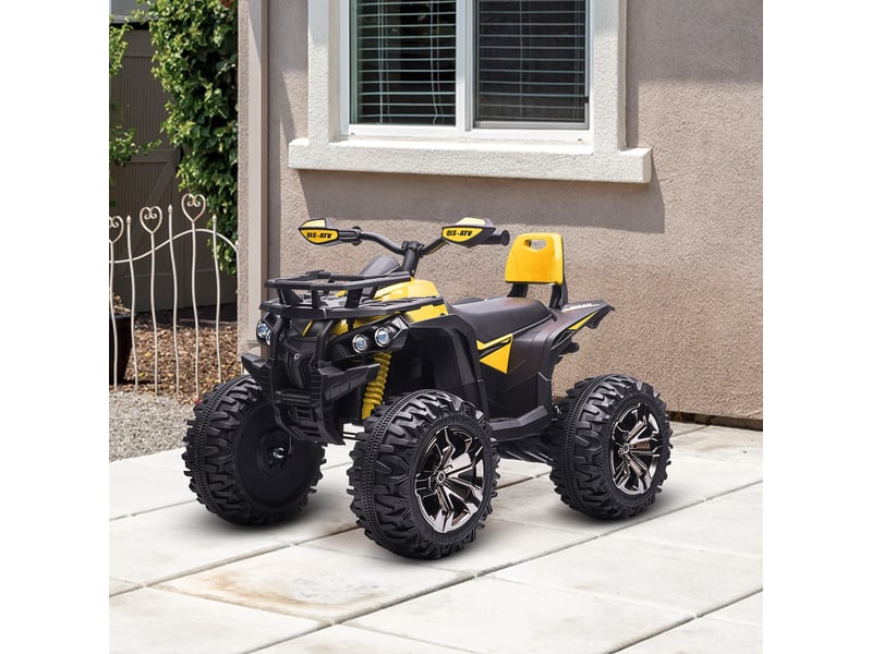 Quad buggy électrique enfant 12 v, 8 kmh, effets lumineux et sonores, siège avec dossier, porte-bagages avant, métal et pp - Conforama D