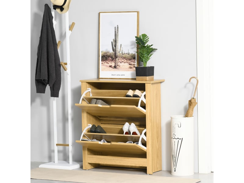  Meuble chaussure entrée, armoire à chaussures meuble d'entrée et couloir - 2 abattantes portes 2 compartiments  - Conforama W