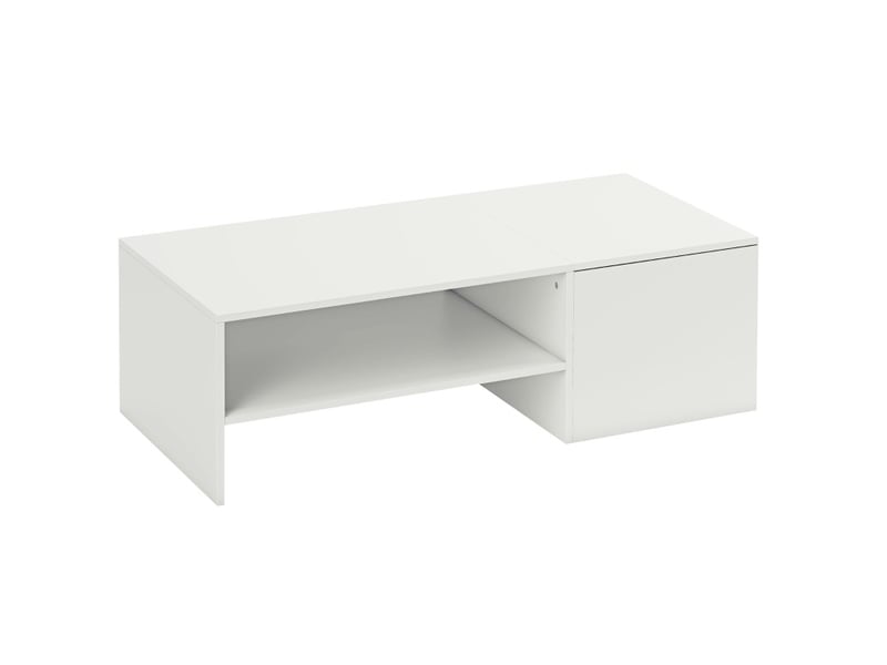 Table basse réglable blanche 110 x 52 x 36 cm avec rangement et plateau coulissant  - Conforama A