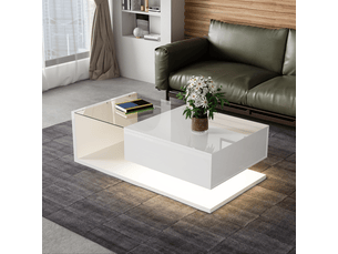 Table basse rectangulaire coloris blanc LPOSPI - 55 cmx105 cm