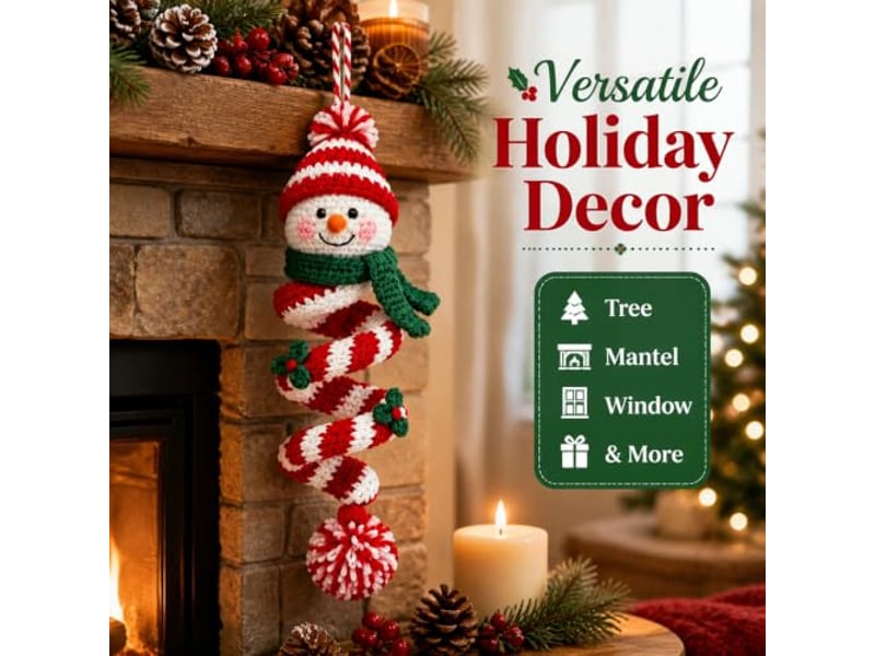  Lot de 2 kits diy crochet bonhomme de neige en spirale – pour débutants, ornements de noël à réaliser soi-même-style 9  - Conforama B