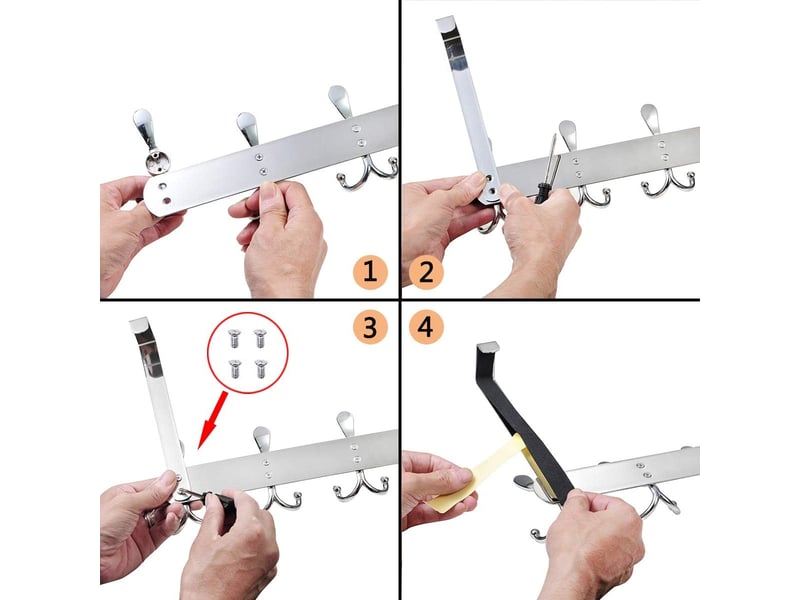  Porte manteau pour crochet de en acier inoxydable, patère de à suspendre pour chambre à coucher salle de bains(argent, 5 crochets, gris  - Conforama D