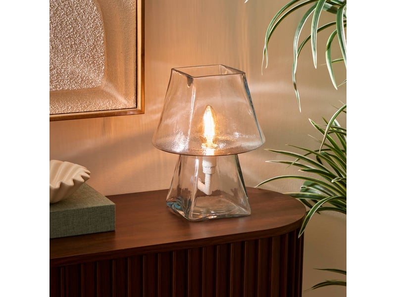  Lampe champignon elita h.26cm en verre transparent ELITA - Conforama B