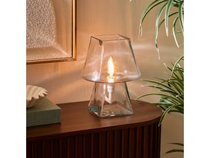 Lampe champignon elita h.26cm en verre transparent