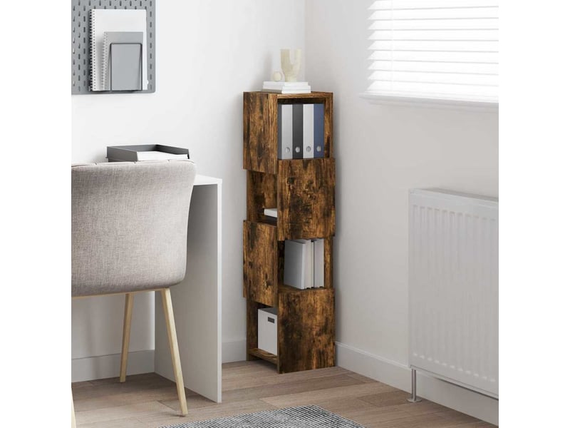  Meuble d'angle, meuble de rangement salon 25,5x25x102cm bois d'ingénierie chêne fumé  - Conforama D