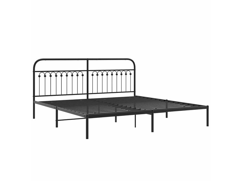 Lit double- lit adulte - cadre de lit métal sans matelas avec tête de lit noir 200x200cm - Conforama B