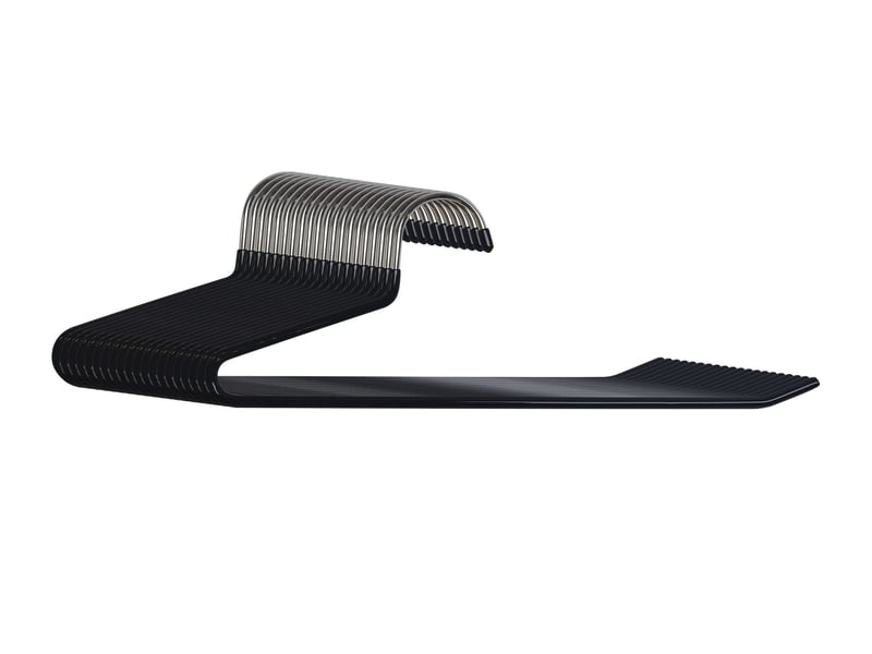  Lot de 10 cintres antidérapants pour pantalons design gain de place 17,5 x 35 x 0,5 cm en métal noir 13_0017934  - Conforama A