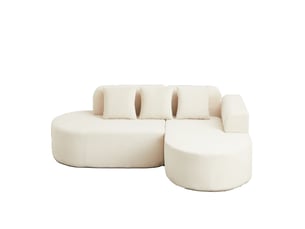 Canapé d'angle compressé droit fixe <strong>BGSRYAO</strong> <strong></strong> 4 places Velours beige