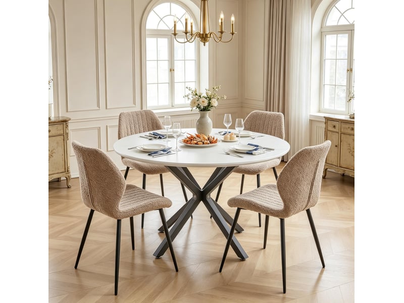  Lot de 4 chaises de salle à manger 48x42x86 cm revêtement souple métal marron  - Conforama B