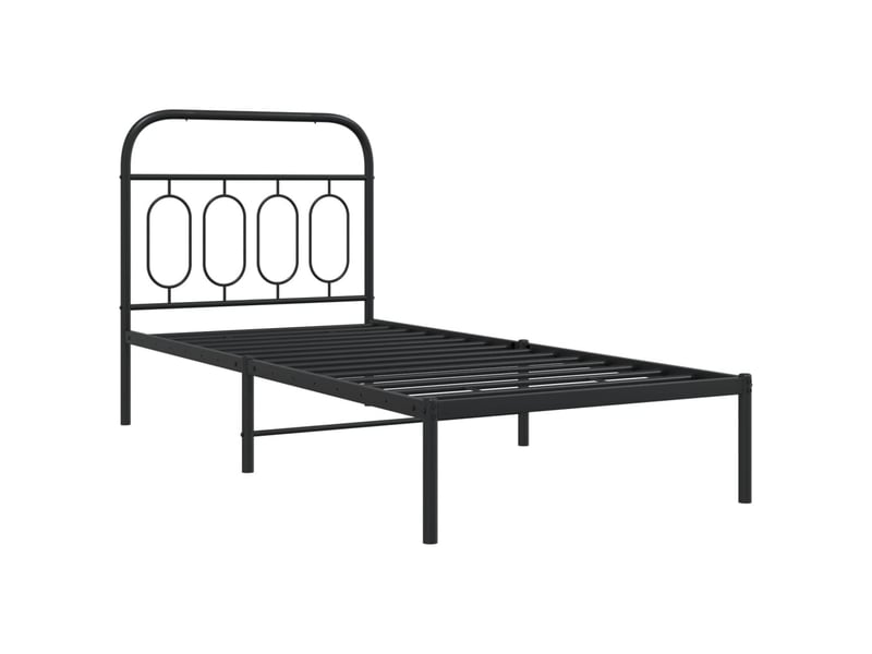  Lit simple- lit adulte -  cadre de lit métal sans matelas avec tête de lit noir 90x190 cm  - Conforama B