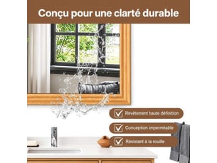 Miroir arqué mural 40x60cm en verre trempé hd – finition chêne clair