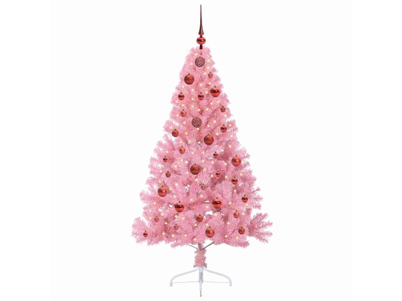  Sapin de noël artificiel, arbre de noël pré-éclairé rose 150 cm pvc shl5611  - Conforama C