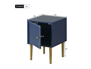 Lot de 1 tables de chevet bleu marine - coins arrondis & pieds 20 cm compatible robot - capacité 91 kg - 50x35x35 cm