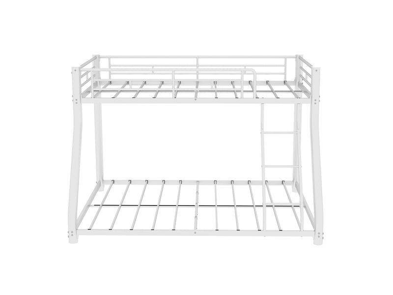 Lit superposé 2 places 90 × 190 cm et 140 × 190 cm avec échelle et barrières, sans matelas, en métal blanc - Conforama E
