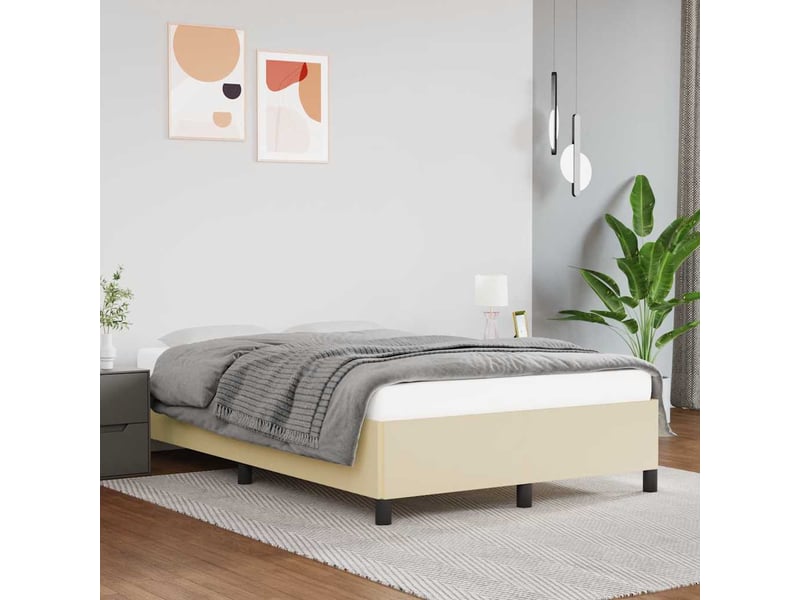  Lit double- lit adulte -  cadre de lit sans matelas crème 120x190 cm similicuir  - Conforama C