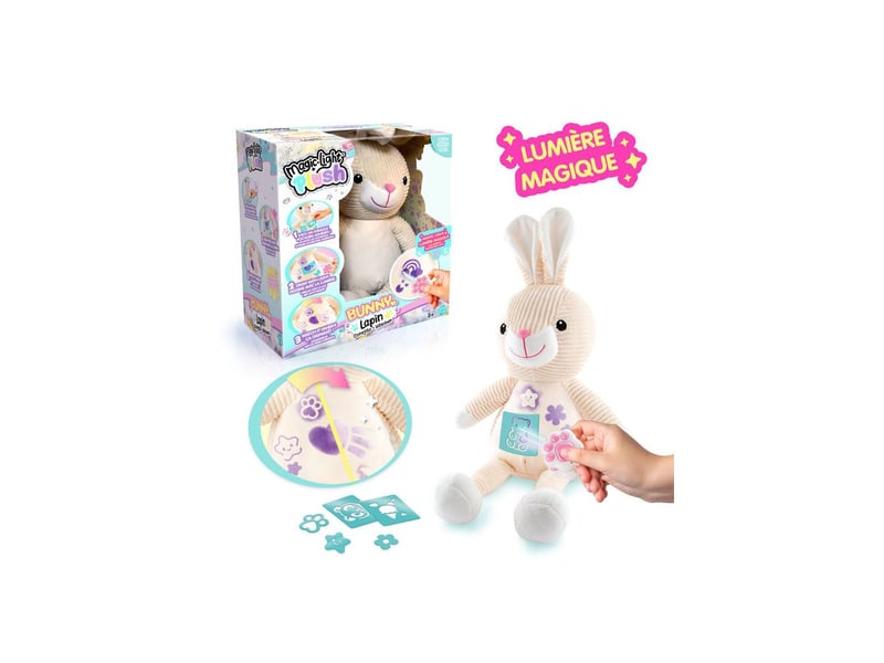  Peluche lapin lumiere magique avec pochoirs adhesifs CTAIR089 - Conforama C