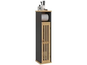 Meuble de salle de bain avec support papier toilette rangement avec barre amovible 2 niveaux + sortie papier mdf bambou