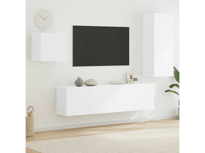  Unités murales tv 4 pcs blanc bois d'ingénierie  - Conforama B