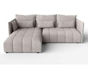 Canapé d'angle réversible convertible <strong>AX LIVING </strong> <strong>Gaziante</strong> 4 places Velours beige avec coffre de rangement