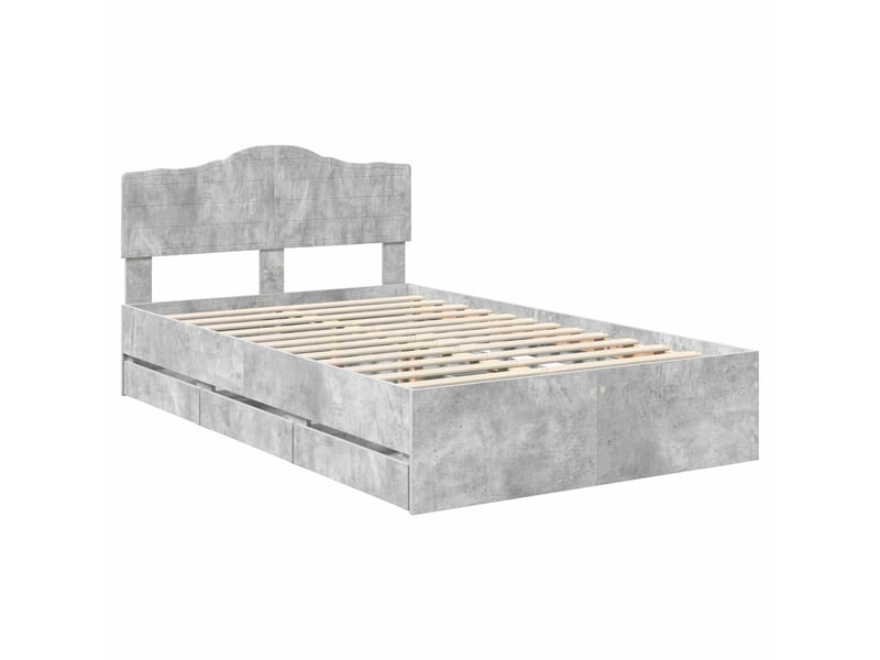  Lit double- lit adulte -  cadre de lit gris béton 135 x 190 cm bois ingénierie  - Conforama C