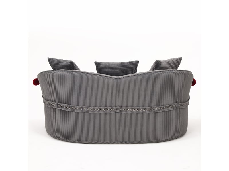 Canapé 2 places arrondi en velours côtelé gris foncé 163x93x68 cm - Conforama R
