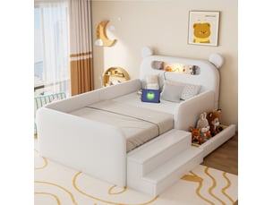 Lit avec rangement 90x200 cm <strong>HAUSS SPOLE</strong>  <strong></strong> coloris blanc