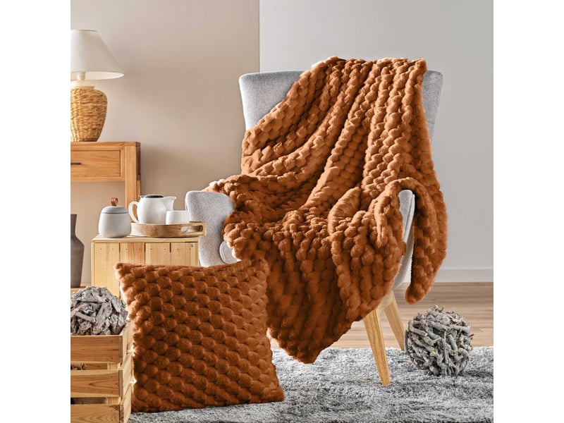  Plaid imitation fourrure , sherpa frosty camel - 180x220cm - camel  - Conforama B
