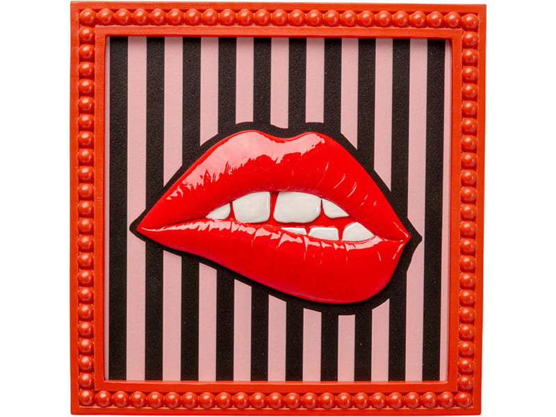  tableau lèvres rouges lignes 25x25cm  - Conforama A