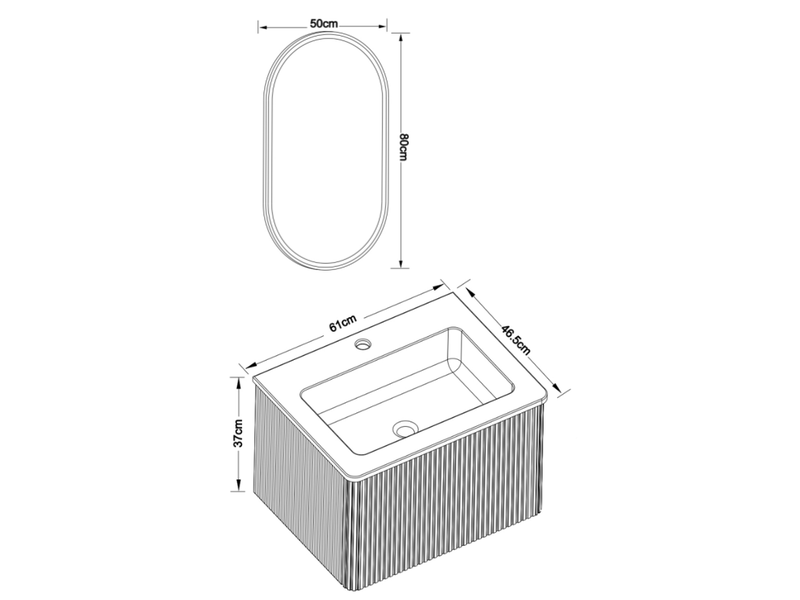  Ensemble meuble de salle de bains 60 cm avec tiroir et miroir led, mdf, chêne  - Conforama A