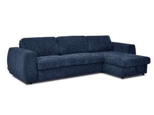 Canapé d'angle réversible convertible BOBOCHIC HUGO 4 places Tissu bleu avec coffre de rangement