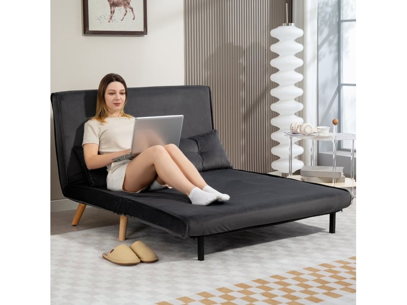  Canapé-lit modenvie 2 places convertible 190 x 120 cm gris foncé dossier réglable  - Conforama E