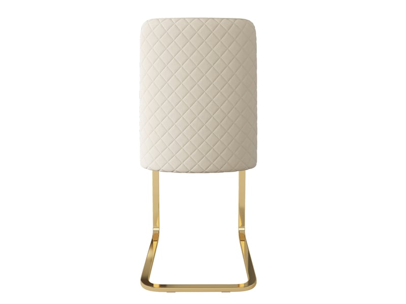  Chaise de salle à manger lot de 2 dossier matelassé  - pieds en métal doré velours - beige  - Conforama A