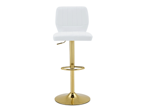 Tabouret de bar lot de 2 pivotant 360° réglable en hauteur avec dossier et repose-pieds, en pu et métal blanc et doré