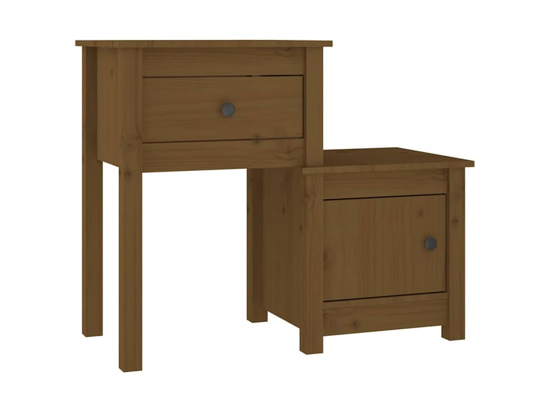  Lot de 2 tables de chevet - cabinet de chevet - table de nuit marron miel 79,5x38x65,5 cm pin solide  - Conforama B