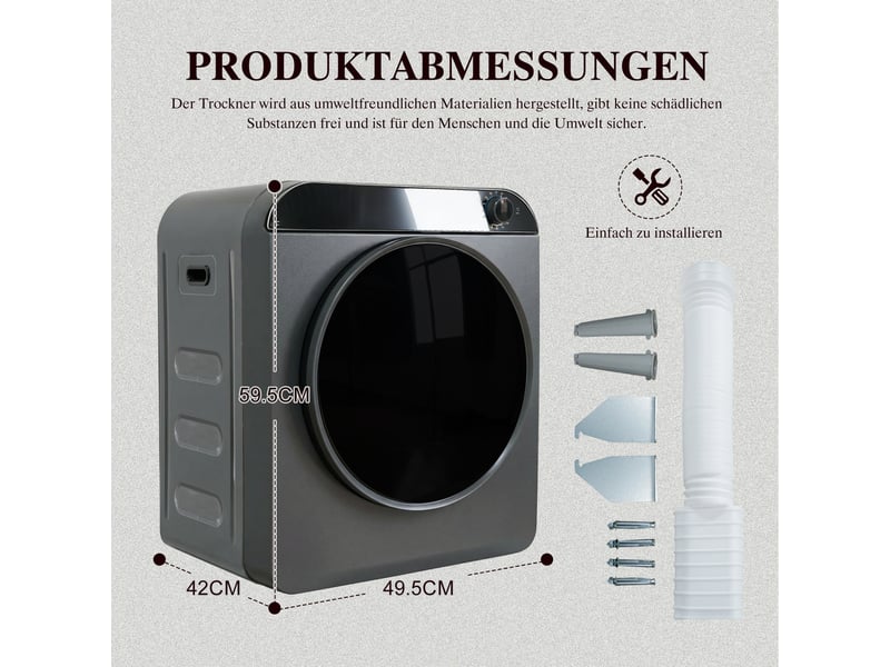 Sèche-linge haute performance - chauffage en céramique ptc - tambour en acier inoxydable - 4 programmes de séchage 49.5x42x59.5cm - Conforama E