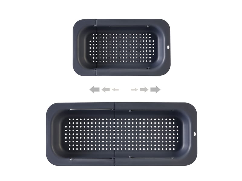  Panier de cuisine extensible au-dessus de l'évier avec trous de suspension – pour laver les légumes, passoire pour filtrer les aliments cuits  - Conforama A