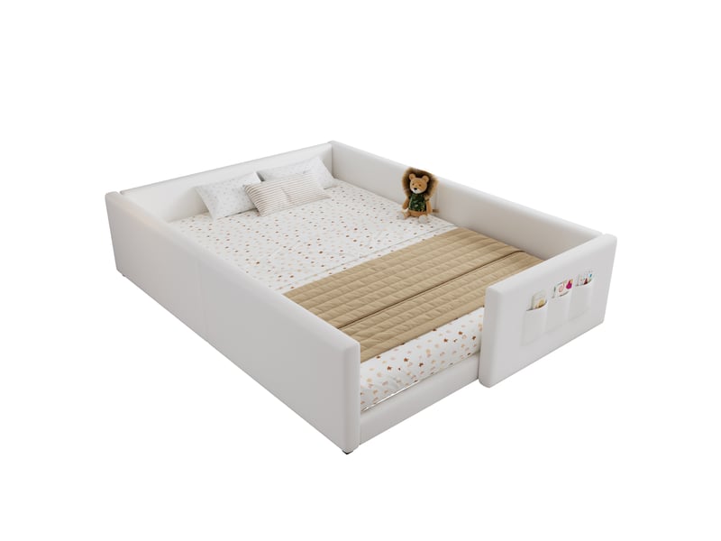 Lit 2 places rembourré 140x200 cm coloris blanc velours lit enfant blanc - Conforama A