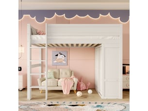 Lit mezzanine 90x200 cm <strong></strong> <strong></strong> coloris blanc