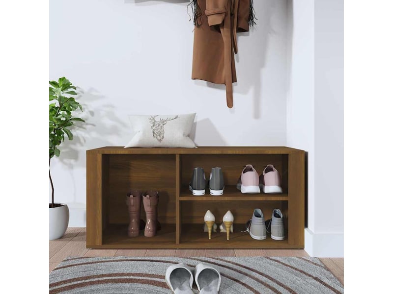  Meuble à chaussure | armoire à chaussures chêne marron 100x35x45cm bois d'ingénierie  - Conforama C